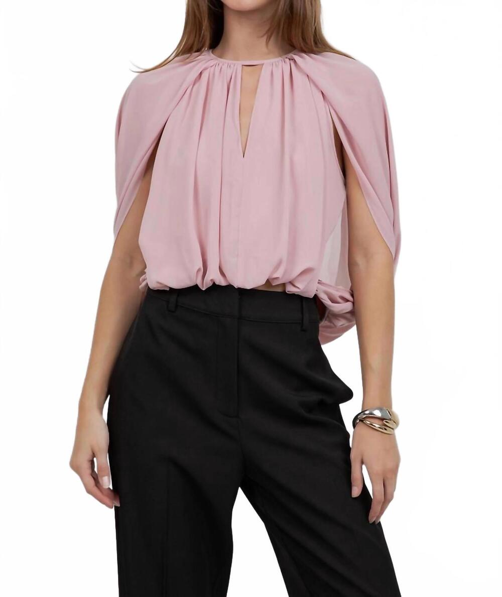 NEW WHITEROOM+CACTUS soft woven balloon top with cape in powder pink
